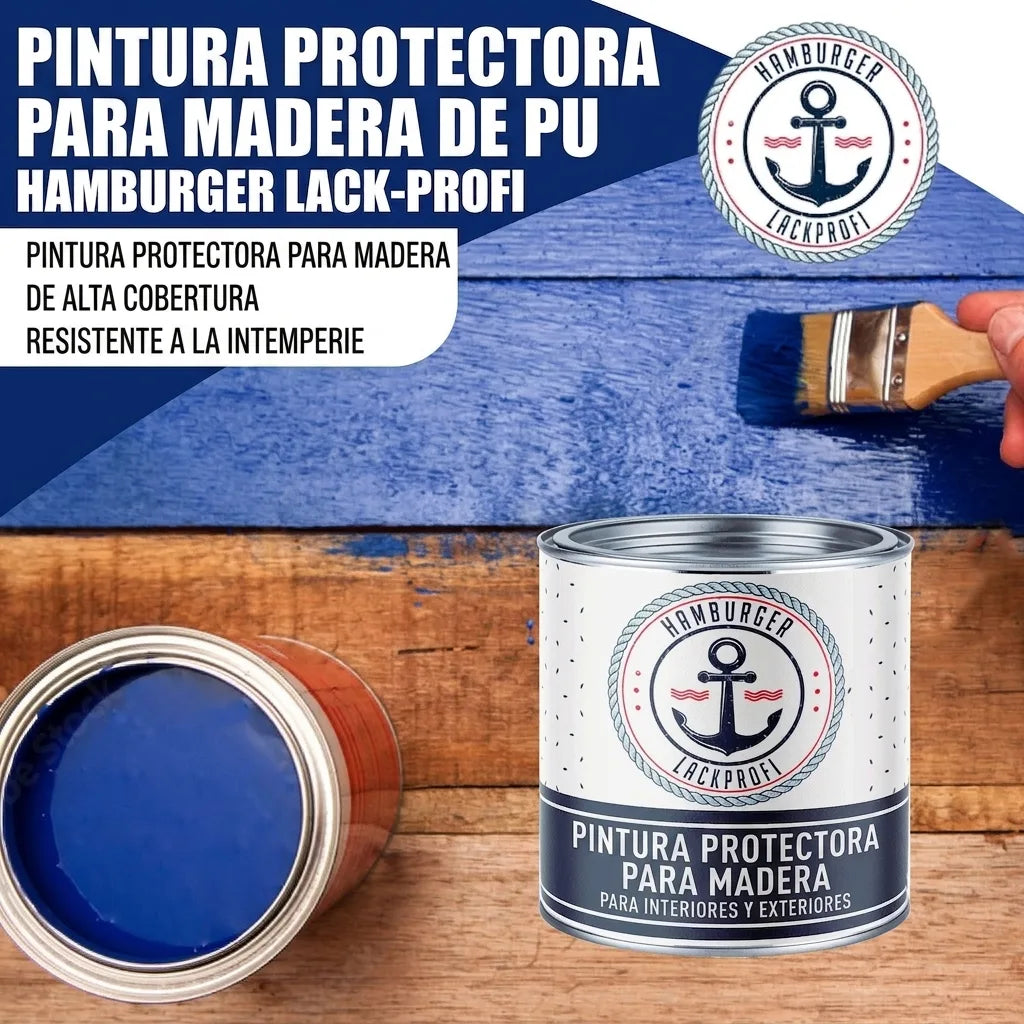 Barniz de Poliuretano para Madera RAL 4007 Violeta púrpura - Pintura Protectora para Exterior - Hamburger Lack-Profi