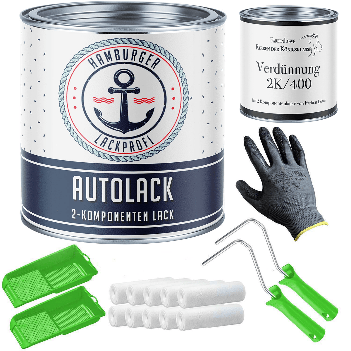 Pintura para coches 2K en Verde pátina RAL 6000 con kit de pintura (X300) - Hamburger Lack-Profi