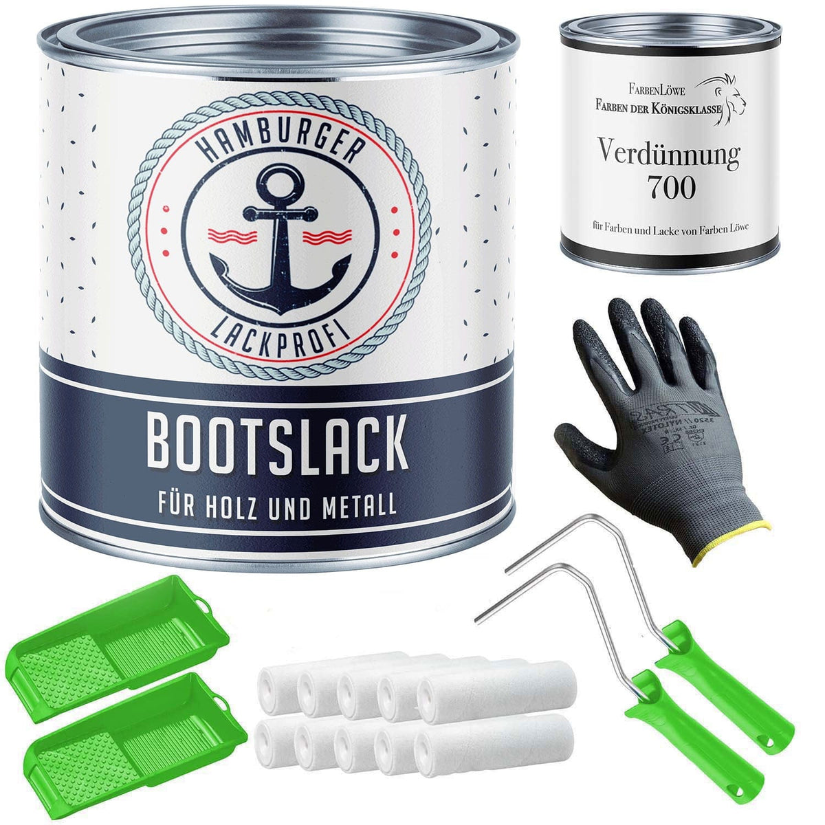 Pintura para barcos Verde hoja RAL 6002 con kit de pintura (X300) - Hamburger Lack-Profi