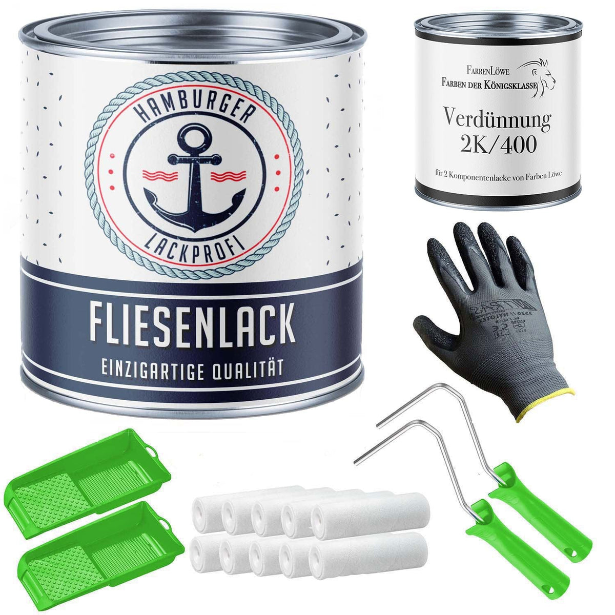 Fliesenlack in Braungrün RAL 6008 mit Lackierset (X300) - Hamburger Lack-Profi