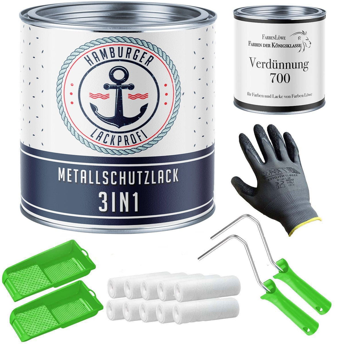 3 en 1 Amarillo tráfico RAL 1023 con kit de pintura (X300) - Antióxido - Hamburger Lack-Profi