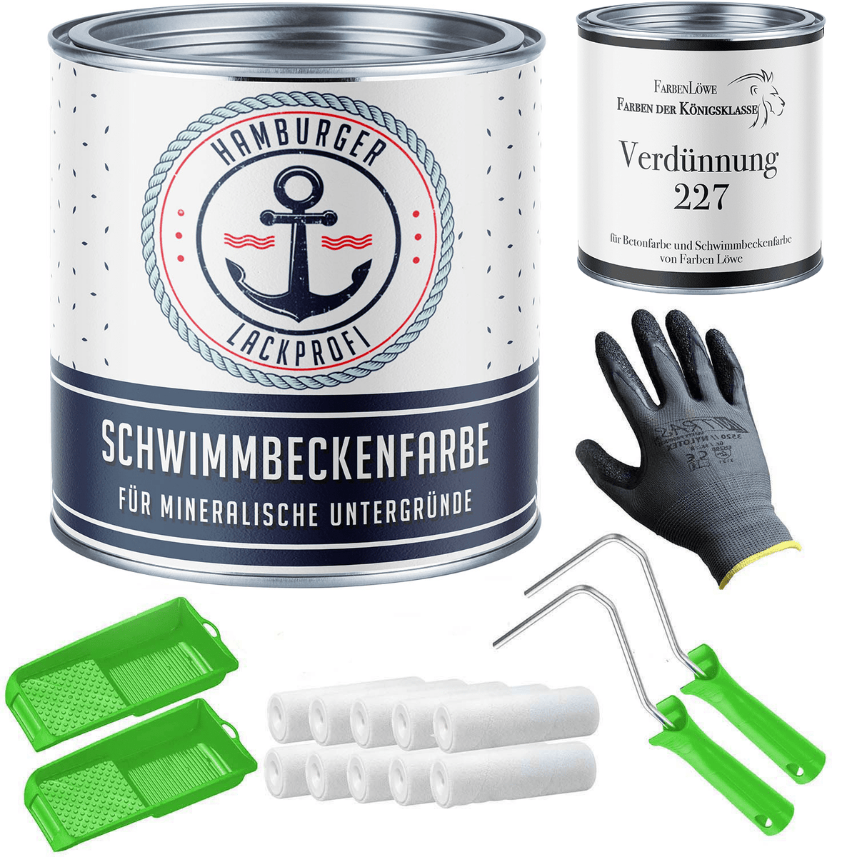 Pintura para piscinas en Rojo tomate RAL 3013 con kit de pintura (X300) - Hamburger Lack-Profi
