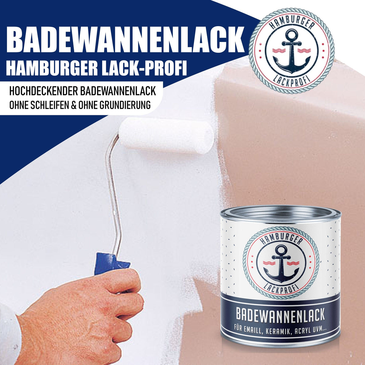 Hamburger Lack-Profi 2K Badewannenlack mit Lackierset (X300) & Verdünnung (1 L) - 30% Sparangebot - Hamburger Lack-Profi