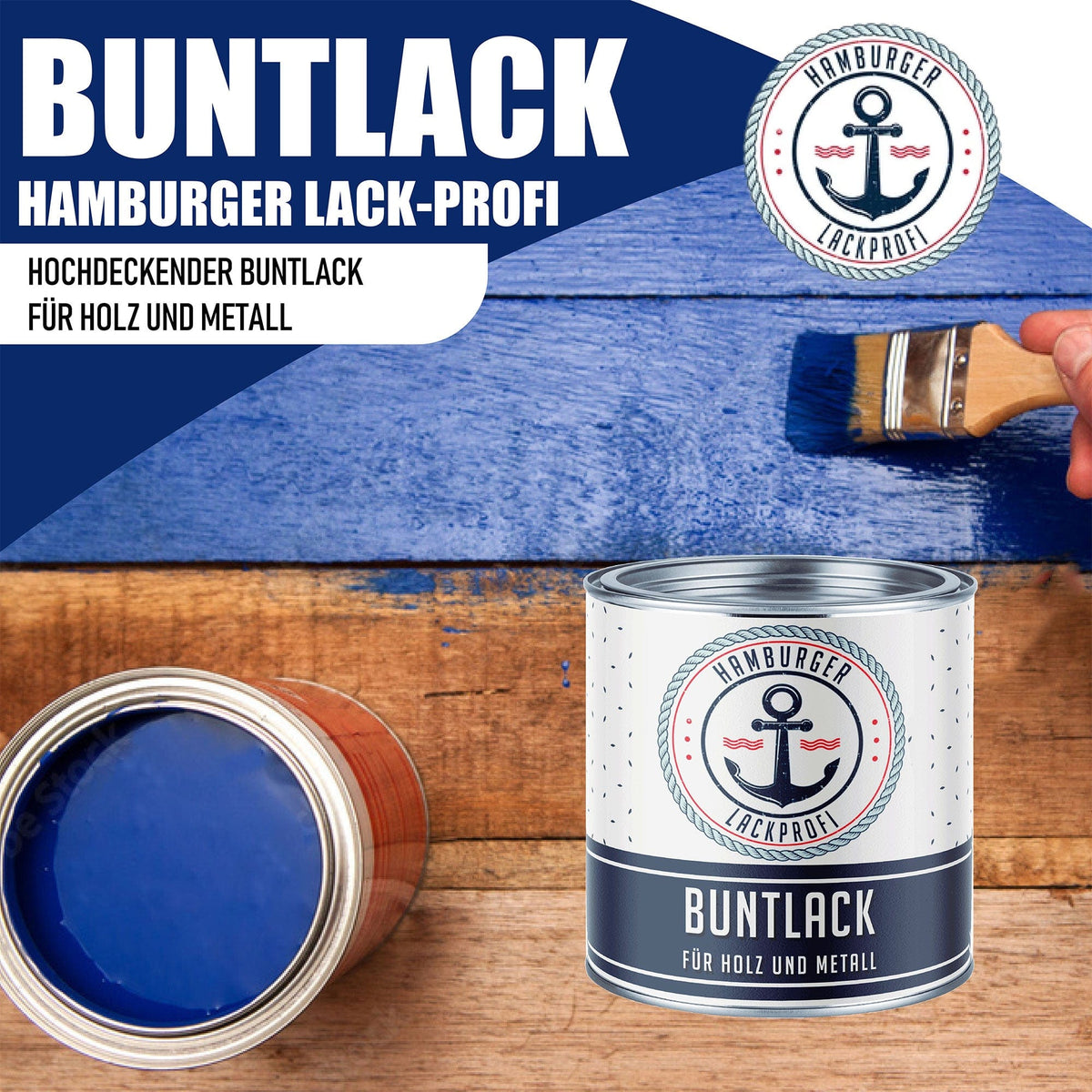 Hamburger Lack-Profi Esmalte de Color Gris ratón RAL 7005 - Esmalte de Resina Sintética Resistente Hamburger Lack-Profi