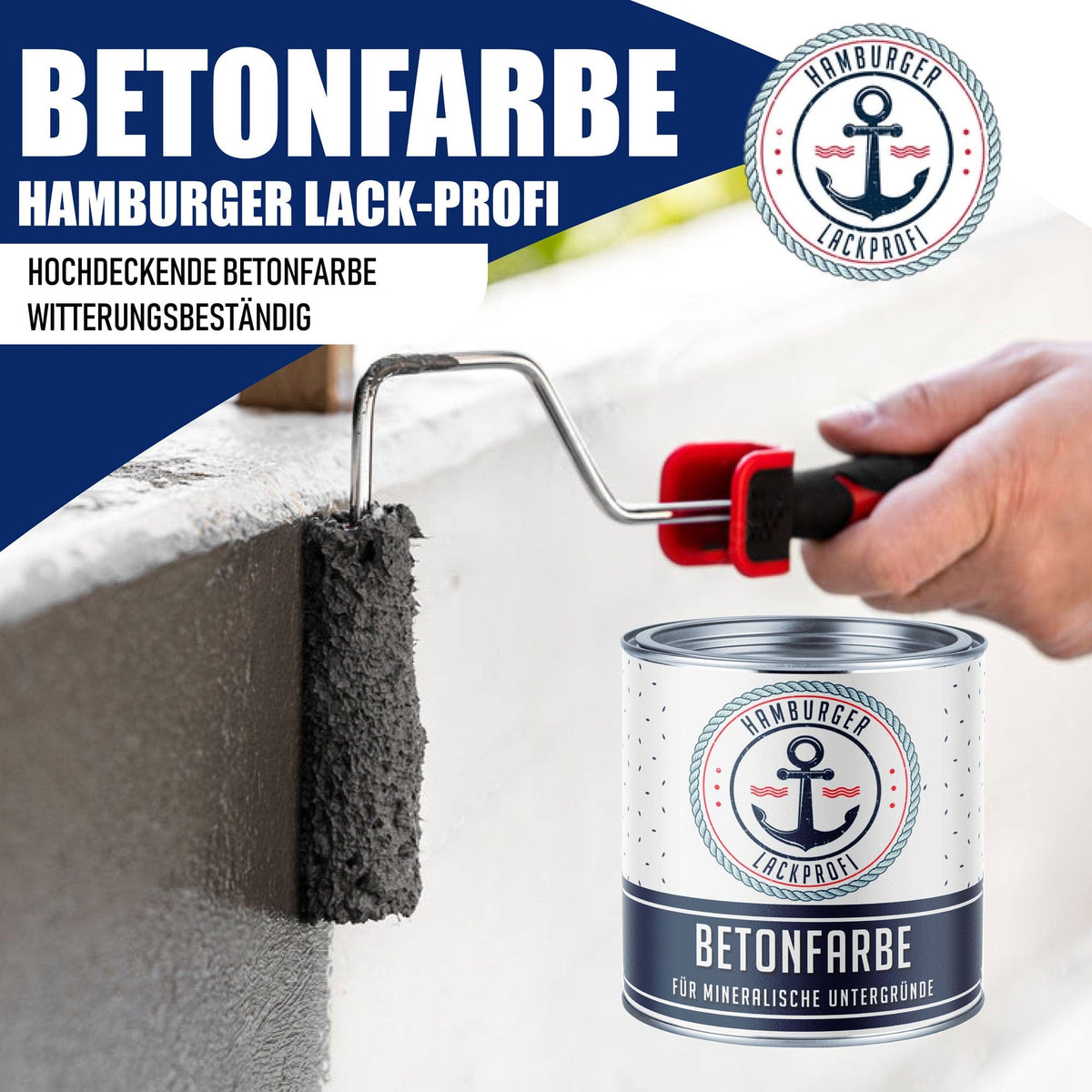 Pintura para hormigón Gris musgo RAL 7003 con kit de pintura (X300) - Hamburger Lack-Profi, Imagen 2