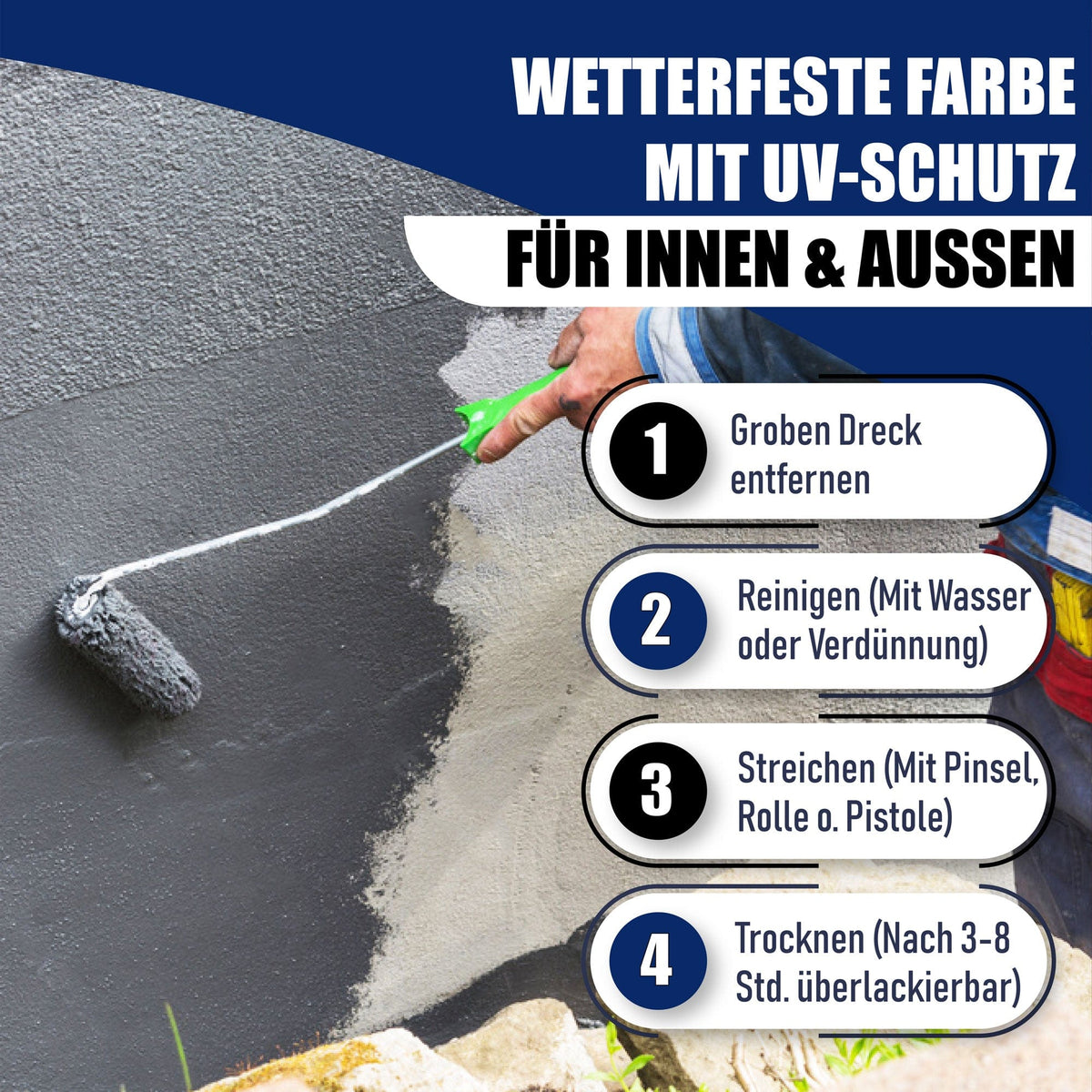 Pintura para hormigón Gris guijarro RAL 7032 con kit de pintura (X500) - Hamburger Lack-Profi