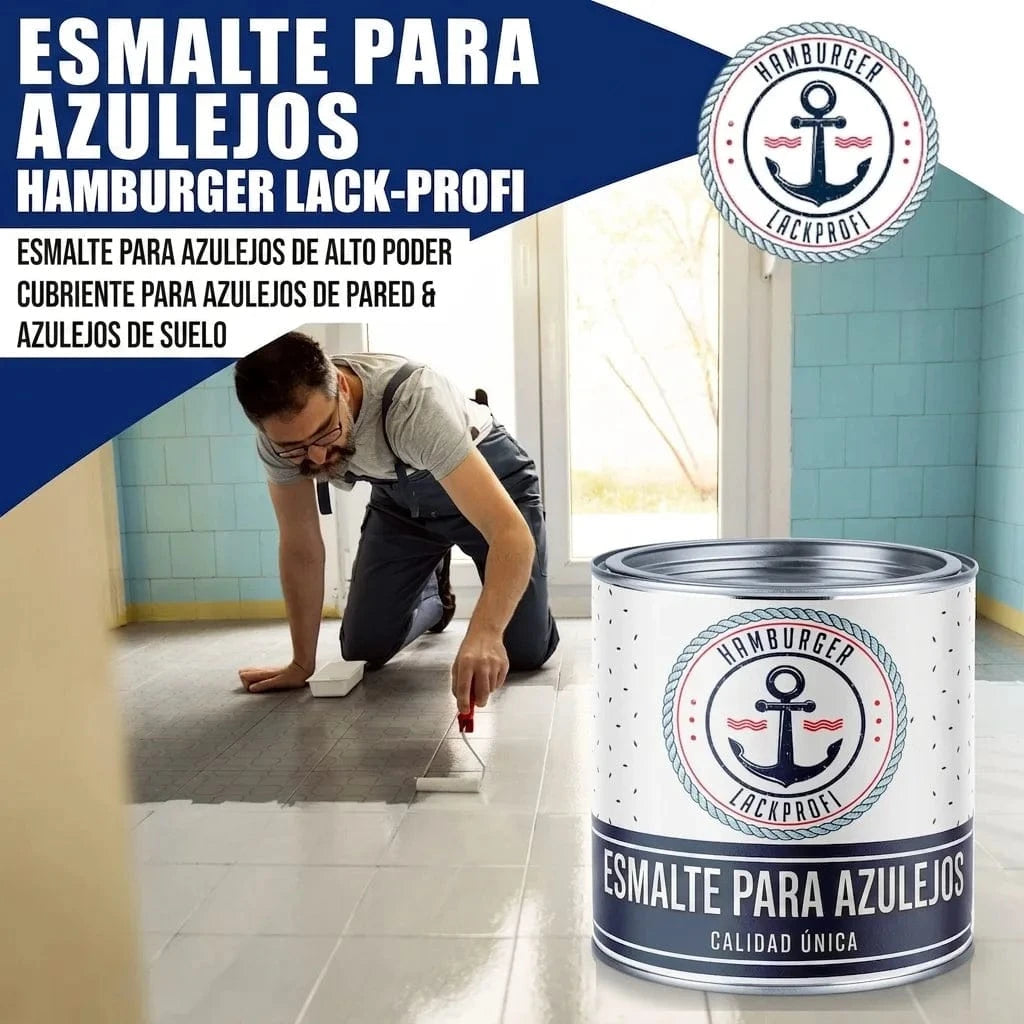Pintura para azulejos en Verde óxido de cromo RAL 6020 con kit de pintura (X300) y diluyente (1 L) - Oferta especial -30 % - Hamburger Lack-Profi