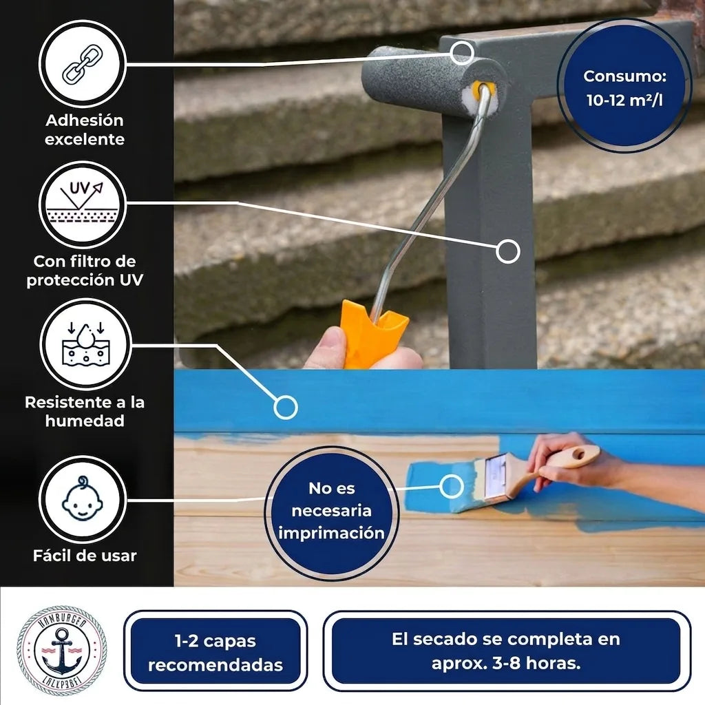 Hamburger Lack-Profi Buntlack Azurblau RAL 5009 - Robuster Kunstharzlack - Hamburger Lack-Profi