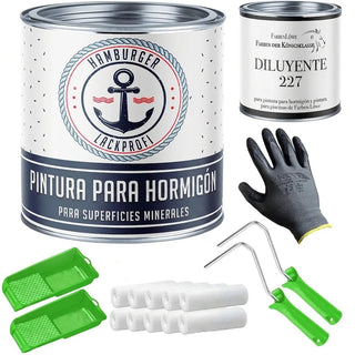Pintura para hormigón Gris ardilla RAL 7000 con kit de pintura (X300) - Hamburger Lack-Profi