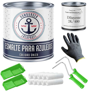 Pintura para azulejos en Verde mayo RAL 6017 - Esmalte para azulejos con kit de pintura (X300) - Hamburger Lack-Profi
