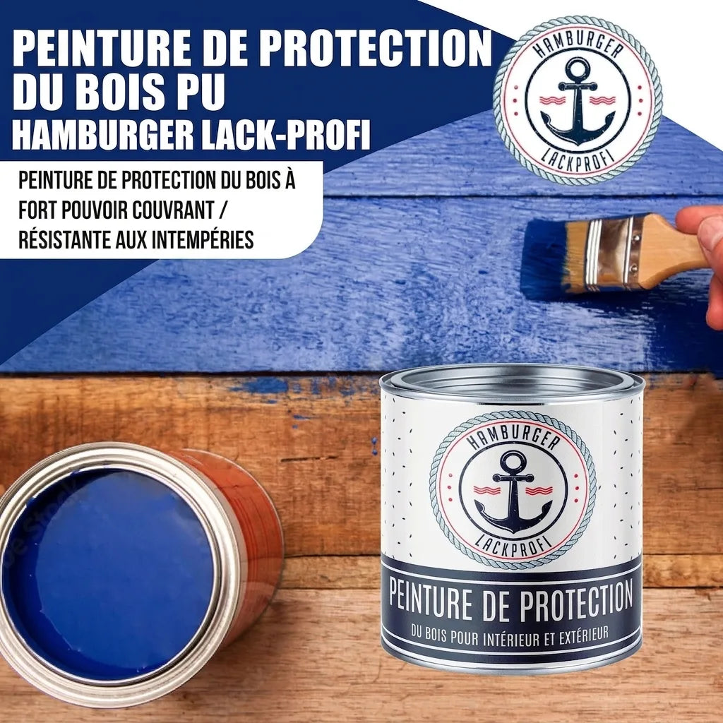 Pintura de poliuretano para madera RAL 3007 Rojo negruzco - Pintura protectora para exterior - Hamburger Lack-Profi