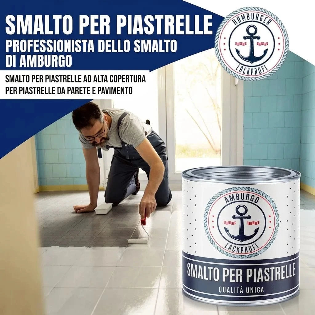 Pintura para azulejos en Verde óxido de cromo RAL 6020 con kit de pintura (X300) y diluyente (1 L) - Oferta especial -30 % - Hamburger Lack-Profi