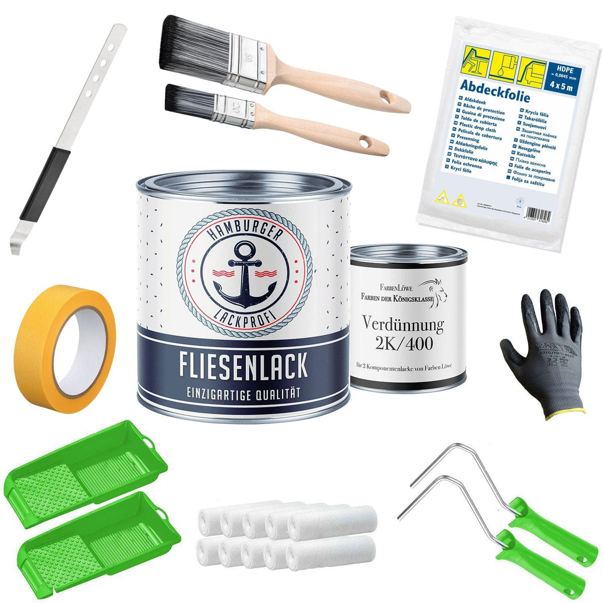 Pintura para azulejos en Marfil RAL 1014 - Esmalte para azulejos con kit de pintura (X500) - Hamburger Lack-Profi