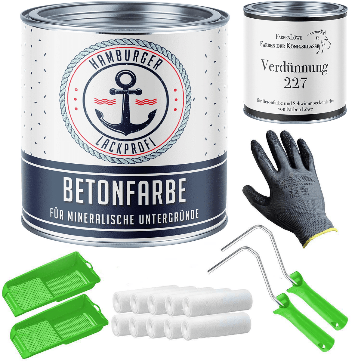 Pintura para hormigón Rojo fresa RAL 3018 con kit de pintura (X300) - Hamburger Lack-Profi