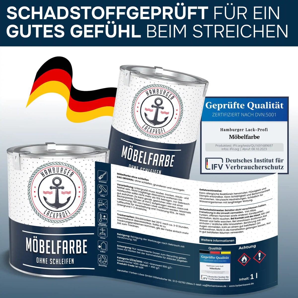 Möbelfarbe ohne Schleifen RAL 1003 Signalgelb - Möbellack Hamburger Lack-Profi - Hamburger Lack-Profi