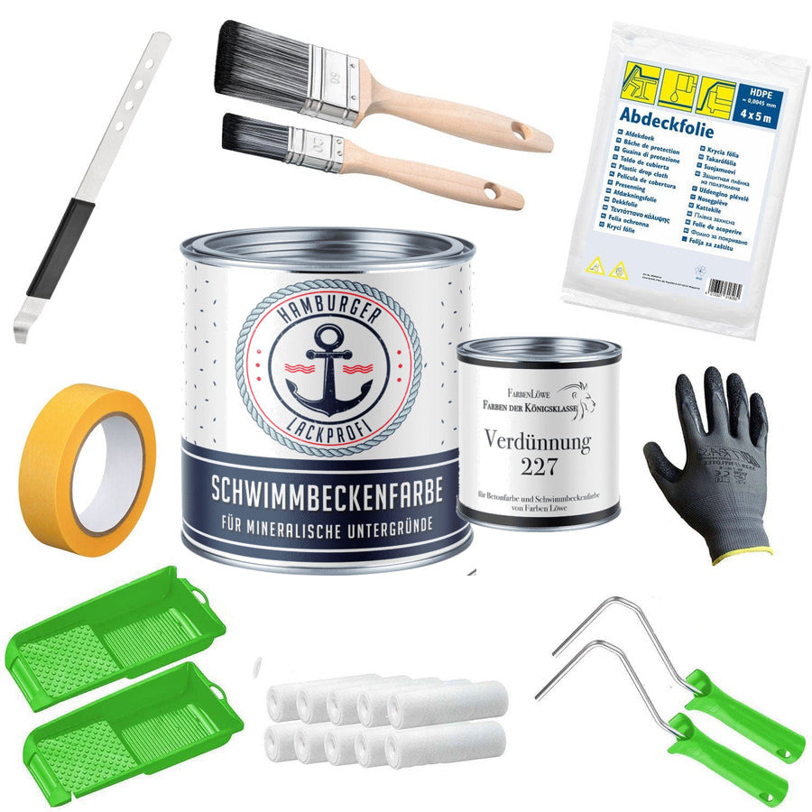 Pintura para piscinas en Verde pálido RAL 6021 con kit de pintura (X500) - Hamburger Lack-Profi