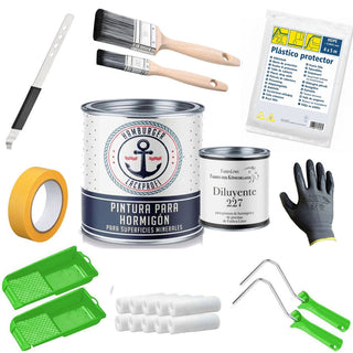 Pintura para hormigón Gris ardilla RAL 7000 con kit de pintura (X500) - Hamburger Lack-Profi