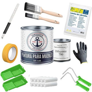 Set Todo Incluido de Pintura para Muebles - Laca para Muebles sin Lijar incl. Accesorios XXL - Hamburger Lack-Profi