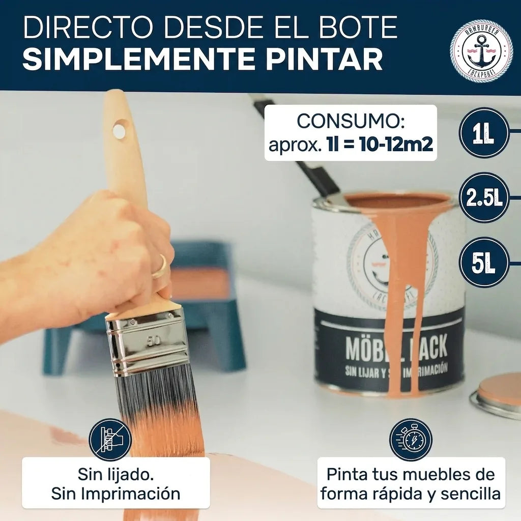 Pintura para muebles sin lijar RAL 8012 Pardo rojo - Laca para muebles Hamburger Lack-Profi