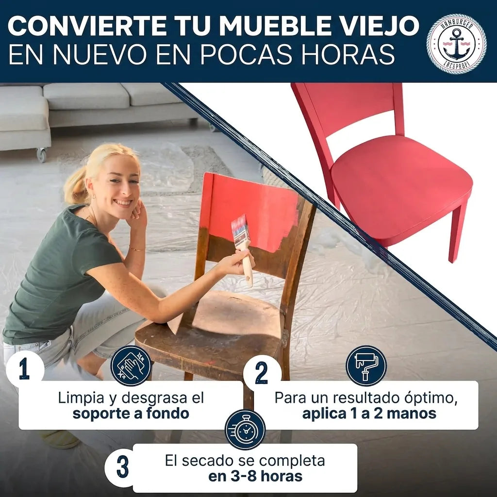 Pintura para muebles sin lijar RAL 8001 Pardo ocre - Laca para muebles Hamburger Lack-Profi